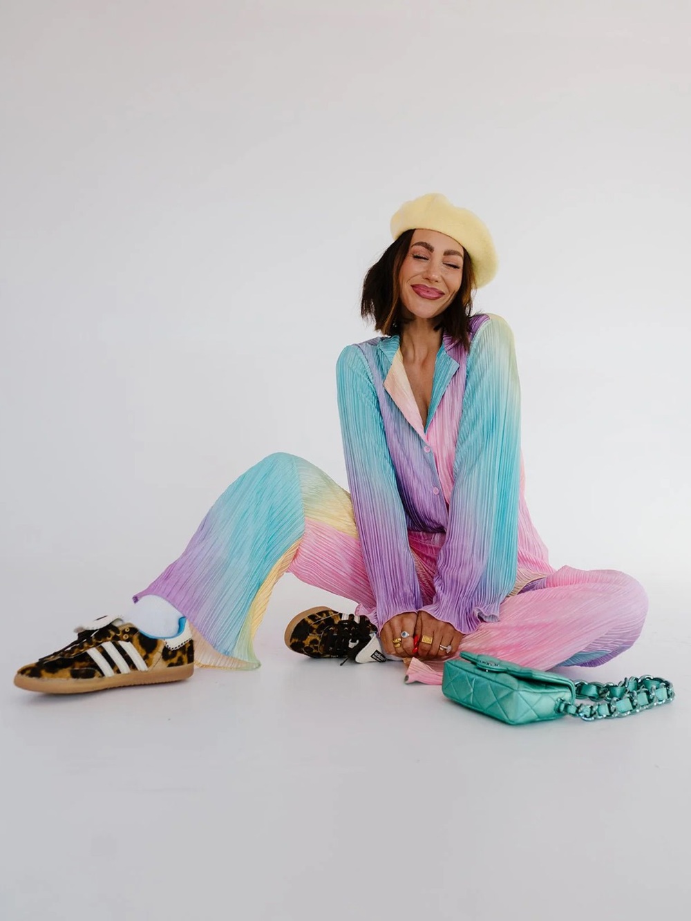 Dressed in LALA Rainbow Plissé Set $152 MSRP - Picture 2 of 3